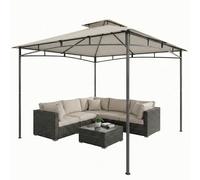 Outsunny Pavillon 3x3m Étanche Stable Résistant au Froid Pavillon de Jardin avec Armature supérieure rétractable Double toit Blanc crème