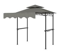 Outsunny Pavillon de barbecue 242x149x248 cm déperlant ignifuge pavillon de jardin avec toit à double couche Gris