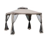 Outsunny Pavillon de jardin tonnelle barnum style colonial double toit toiles moustiquaires amovibles zippées taupe