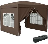 Outsunny Pavillon env.3x3m, hydrofuge stable résistant à l'hiver Pop-up Pavillon pliable, protection UV 50+, Tente de réception pliable avec 4 parties latérales Sac Pavillon de jardin pour camping jar