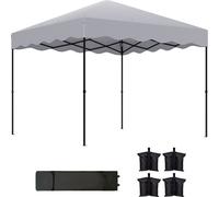Outsunny Pavillon env.3x3m, imperméable, stable et résistant à l'hiver Pop-up Pavillon pliable avec protection UV 50+, Tente de réception pliable avec sac à roulettes, Pavillon de jardin pour camping 