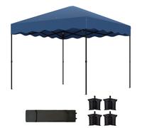 Outsunny Pavillon pop-up 3 x 3 m, tonnelle de jardin réglable en hauteur, avec sac roulant, pour jardin, terrasse, métal, tissu, bleu foncé