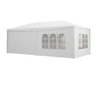 Outsunny Pavillon Tente de Fête 6x3m avec Parois Latérales Amovibles, Portes et Fenêtres, Blanc