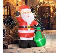 Outsunny Père de Noël Gonflable de 180 cm avec lumières LED avec souffleur | Matériel Fixation, Décoration de Noël pour l'intérieur et l'extérieur, Résistant aux Intempéries IP44