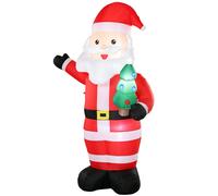 Outsunny Père Noël Gonflable de 243 cm avec Lumières LED, Matériel Fixation et Souffleur, Intérieur et Extérieur, Rouge