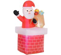 Outsunny Père Noël gonflable décoration de Noël extérieur avec lumières LED sac de cadeau et la cheminée 130 x 82 x 195 cm rouge