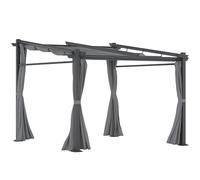 Outsunny Pergola 2,97 x 2,95 m Pavillon hydrofuge avec toit solaire et parties latérales, abri de terrasse, meubles de jardin, polyester gris foncé