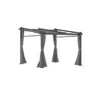 Outsunny Pergola 2,97 X 2,95 M, Pavillon Hydrofuge Avec Toit Solaire, Parties Latérales, Abri De Terrasse, Polyester, Gris Foncé Multicolore