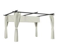 Outsunny Pergola 3 x 3 m avec Auvent Rétractable et Rideaux, Abri de Soleil UPF30+ pour Jardin, Terrasse, Extérieur