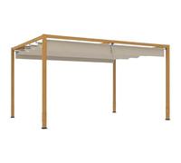 Outsunny Pergola Aluminium pergola Jardin extérieur 4 x 3 m avec Toit rétractable, système de Drainage, tonnelle de Jardin abri Soleil pour terrasse Patio véranda, Bois Naturel