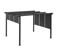Outsunny Pergola avec 3 Toiles Coulissantes 3,5 x 3 x 2,35 m Gris Foncé | Structure Acier, Toile Polyester Haute Densité