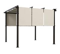 Outsunny Pergola avec 3 toiles coulissantes 3 x 3 x 2,38 m structure acier noir toile polyester haute densité beige