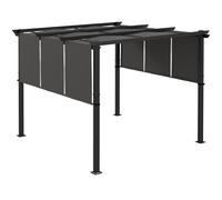 Outsunny Pergola avec 3 toiles coulissantes 3L x 3l m structure métal époxy anticorrosion toile polyester gris