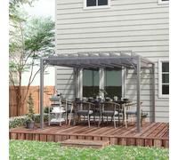 Outsunny Pergola Bioclimatique 3x3m, Aluminium et Acier, Gris