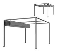 Outsunny Pergola coulissante Pergola rétractable 4 x 3 m structure métal époxy anticorrosion toile polyester 180 g/m² gris foncé