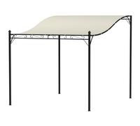 Outsunny Pergola de 2,5 x 3 m, Pavillon de Jardin Monté sur Mur, Résistant à l'eau, Cadre en Métal, Trous de drainage, Toit d'ombrage, Blanc crème