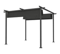 Outsunny Pergola de Jardin 3 x 3 m avec Auvent Réglable, Cadre en Métal, Protection UPF30+, Auvent pour Véranda, Terrasse, Gris Foncé