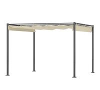 Outsunny Pergola de jardin 3 x 3 m avec auvent rétractable, pavillon, toile pour l'ombre, UPF30+, Beige