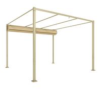 Outsunny Pergola de jardin 3 x 3m avec toit rétractable et fixation magnétique, auvent de protection solaire, UPF30+, kaki