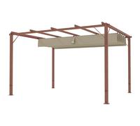 Outsunny Pergola de jardin 3 x 4 m, Toit de terrasse réglable, Cadre en aluminium, Protection solaire UPF30+, Bois naturel