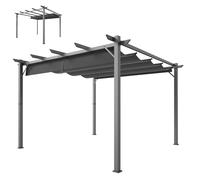 Outsunny Pergola de Jardin 3x3 m avec Toit Rétractable Protection UPF30+ Drainage Cadre en Aluminium pour Patio Extérieur Gris foncé
