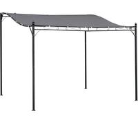 Outsunny Pergola de jardin auvent 3 x 3 m adossable, polyester imperméabilisé anti-UV, métal gris