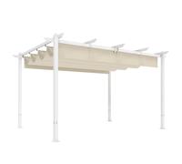 Outsunny Pergola de Jardin avec Toit Rétractable, Gazebo Autoportant, Beige