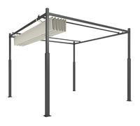 Outsunny Pergola de jardin exterieur 3 x 3 m avec toit rétractable et fixation magnétique, abri soleil UPF30+, crème