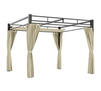 Outsunny Pergola de Jardin Tonnelle de Jardin Extérieur Toit Rétractable 4 Rideaux Protection UV30+3x3m Beige
