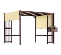 Outsunny Pergola écran privé, résistante Hiver, UV30+, 3x2,5m Brun foncé