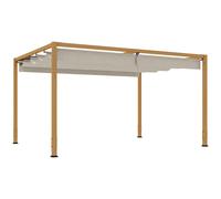 Outsunny Pergola extérieure 4 x 3 m avec toit rétractable et cadre en aluminium effet bois