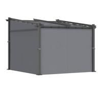 Outsunny Pergola, inclus matériel de fixation, toit rétractable, 2,97 m x 2,95 m x 2,3 m, Gris foncé