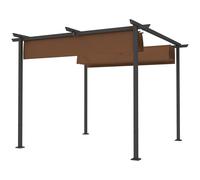 Outsunny Pergola jardin exterieur 3x3 m toit coulissante rétractable polyester haute densité 180g/m², abri soleil UPF30+, marron
