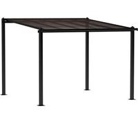 Outsunny Pergola jardin extérieur en aluminium 3 x 3 m pergola adossée avec toit en polycarbonate imperméable, système de drainage, tonnelle de jardin abri soleil UPF30+ pour terrasse patio cour, gris