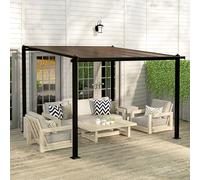 Outsunny Pergola jardin extérieur en aluminium 3 x 3 m pergola adossée avec toit en polycarbonate imperméable, système de drainage, abri soleil tonnelle de jardin UPF30+ pour terrasse patio cour, gris