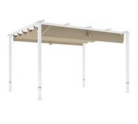 Outsunny Pergola jardin extérieur en aluminium 3 x 4 m avec toit rétractable, abri soleil UPF30+, pour terrasse, patio, blanc