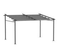 Outsunny Pergola Jardin extérieur pergola 4x3 adossée avec Toile coulissante rétractable Structure Acier Toile Polyester Haute densité 180 g/m² Incluse Gris