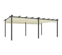 Outsunny Pergola Jardin Exterieur pergola Aluminium 3,6 x 6 m coulissante rétractable pour terrasse Structure en Aluminium + Toile Polyester - Beige