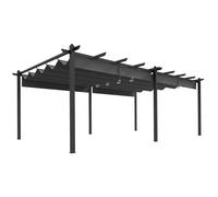 Outsunny Pergola rétractable 3,5 x 6 m pergola pour terrasse structure en aluminium + toile polyester - gris foncé