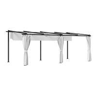 Outsunny Pergola rétractable 3 x 6 m avec Rideaux latéraux, tonnelle de Jardin en métal avec Protection Solaire UPF30+, abri pour terrasse, Patio, Gris Clair