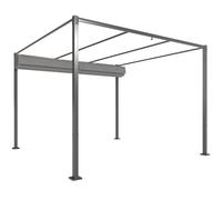 Outsunny Pergola Rétractable Coulissante 3 x 3 m tonnelle de Jardin à fixation magnétique Tissu Polyester Haute densité gris