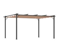 Outsunny Pergola Rétractable en polyester Marron Clair 4 x 3 x 2,65 m