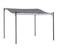 Outsunny Pergola tonnelle de jardin auvent 2,97 x 2,97 m adossable métal noir polyester imperméabilisé anti-UV gris