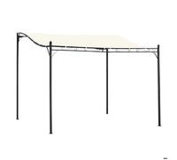 Outsunny Pergola tonnelle de jardin auvent 2,97 x 2,97 m adossable métal noir polyester imperméabilisé anti-UV beige