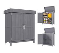 Outsunny Petit Cabanon & Chale de Jardin en Bois Massif de Sapin Double Porte Étagère et Toit bitumé Relevable 74x43x88cm Gris foncé Aosom France