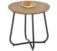 Outsunny Petite table basse ronde, cadre en acier, table de jardin pour balcon, balcon, terrasse, salon, Ø49 x 48H cm, marron