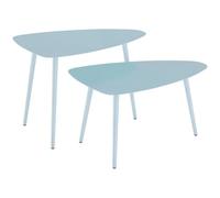 Outsunny Petite Table Basse Ronde Plateau Amovible Pieds Pliables Bleu | Table d'Appoint de Jardin Extérieur, Pieds Pliables, Cadre en Acier, Balcon, Terrasse, Salon