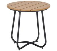 Outsunny Petite Table Basse Ronde, Table d'appoint, Cadre en Acier, Table de Jardin pour Balcon, Balcon, terrasse, Salon, Ø49 x 48H cm, Marron