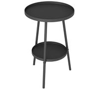 Outsunny Petite Table d'appoint Ronde à 2 Niveaux, Table de Jardin, pour terrasse, Salon, Balcon, en métal, Noir