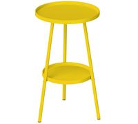 Outsunny Petite table d'appoint ronde à 2 niveaux table de jardin pour terrasse salon balcon en métal Ø 32 x 51 cm jaune
